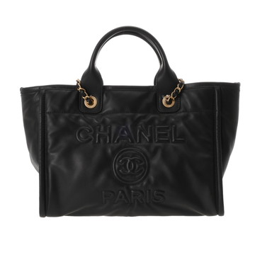 シャネル ショッピング バッグ ドーヴィル ブラック AS3257 ラムスキン レディース バッグ 【中古】【bag】
