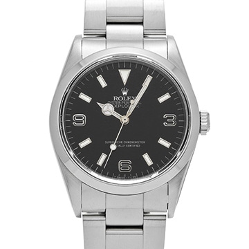 ロレックス エクスプローラー ブラックアウト ホワイトレター 14270 ブラック メンズ 時計 【中古】【wristwatch】