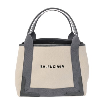 バレンシアガ ネイビーカバス S ホワイト/グレー 339933 キャンバス/レザー レディース バッグ 【中古】【bag】