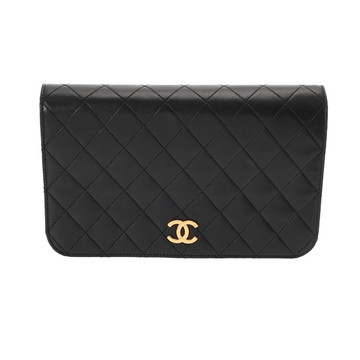 シャネル マトラッセ プッシュロック チェーンショルダー ブラック ラムスキン レディース バッグ 【中古】【bag】