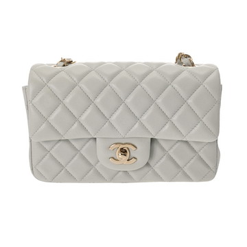 シャネル マトラッセ ミニ クラシック ハンドバッグ 20cm ライトグレー A69900 ラムスキン レディース バッグ 【中古】【bag】