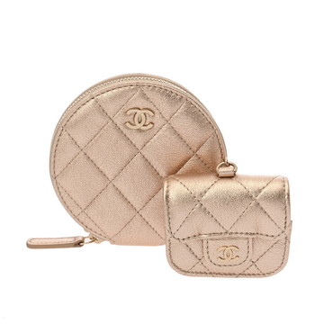 シャネル マトラッセ コインパース AirPodsケース ゴールド/シャンパンゴールド金具 ラムスキン ユニセックス 【未使用】【other】