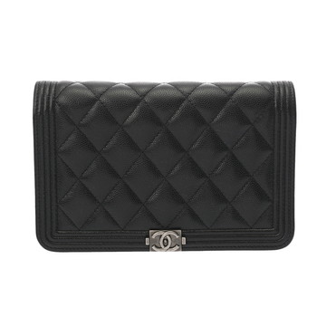 シャネル ボーイシャネル チェーンウォレット ブラック AP1117 キャビアスキン レディース バッグ 【中古】【bag】