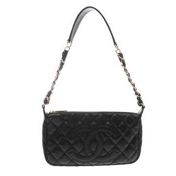 シャネル マトラッセ チェーンショルダー ブラック A22476 キャビアスキン レディース バッグ 【中古】【bag】
