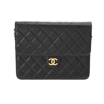 シャネル マトラッセ プッシュロックチェーンショルダー ブラック ラムスキン レディース バッグ 【中古】【bag】