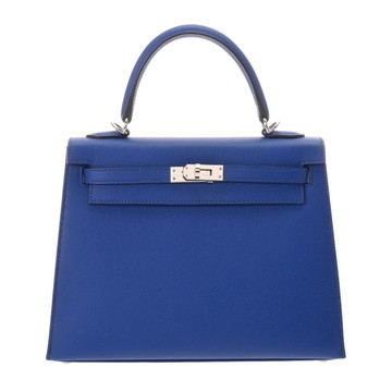 エルメス ケリー 25 外縫い 2WAY ブルーロワイヤル ヴォーエプソン レディース バッグ 【中古】【bag】
