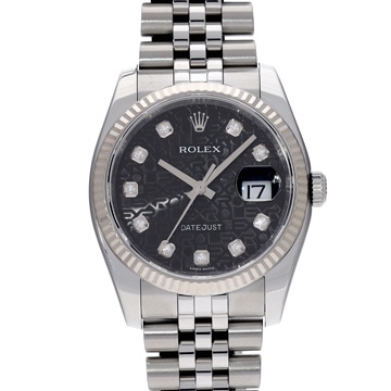 ロレックス デイトジャスト 116234G ブラックコンピュータ/ダイヤモンド メンズ 時計 【中古】【wristwatch】