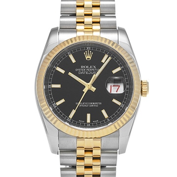 ロレックス デイトジャスト 36 116233 ブラック メンズ 時計 【中古】【wristwatch】