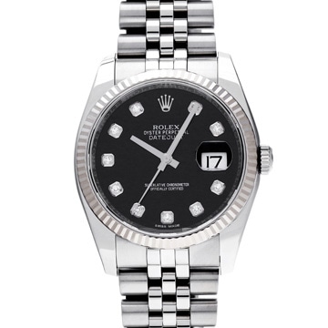 ロレックス デイトジャスト 116234G ブラック/ダイヤモンド メンズ 時計 【中古】【wristwatch】