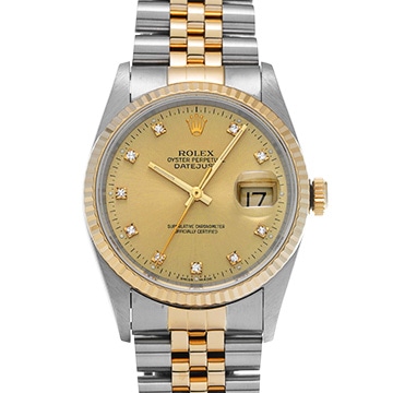 ロレックス デイトジャスト 16233G シャンパン/ダイヤモンド メンズ 時計 【中古】【wristwatch】