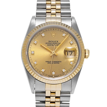 ロレックス デイトジャスト 16233G シャンパン/ダイヤモンド メンズ 時計 【中古】【wristwatch】