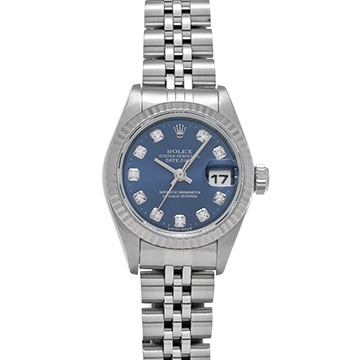 ロレックス デイトジャスト 69174G ブルー/ダイヤモンド レディース 時計 【中古】【wristwatch】