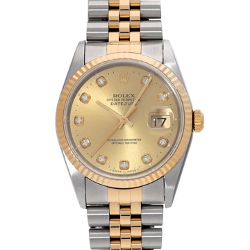 ロレックス デイトジャスト 16233G シャンパン/ダイヤモンド メンズ 時計 【中古】【wristwatch】