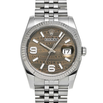 ロレックス デイトジャスト 116234 ブラウン/ブラウンウェーブ/ダイヤモンド メンズ 時計 【中古】【wristwatch】