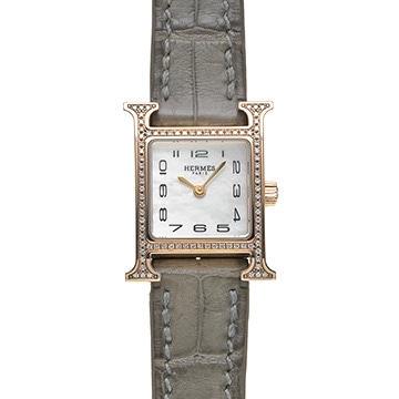 エルメス Hウォッチ ミニ HH1.173 ホワイトシェル レディース 時計 【中古】【wristwatch】