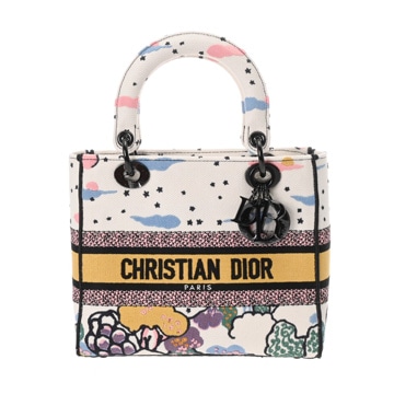 ディオール LADY D-LITE ミディアムバッグ マルチカラー キャンバス レディース バッグ 【中古】【bag】
