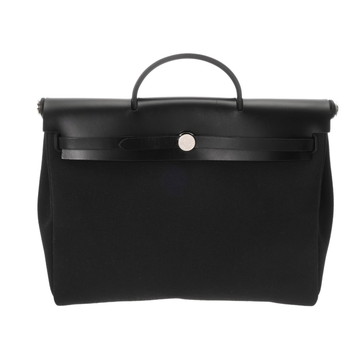 エルメス エールバッグ ジップ MM 2WAY ブラック トワルミリタリー/ヴァッシュハンター ユニセックス バッグ 【中古】【bag】