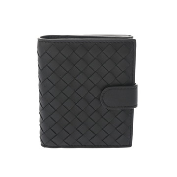ボッテガ ヴェネタ コンパクトウォレット イントレチャート ブラック レザー ユニセックス 財布 【中古】【purse】