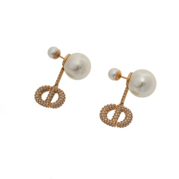 ディオール DIOR TRIBALES ピアス ホワイト/ゴールド フェイクパール/メタル レディース ジュエリー 【中古】【jewelry】