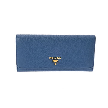 プラダ 長財布 コバルト 1MH132 レザー レディース 財布 【中古】【purse】