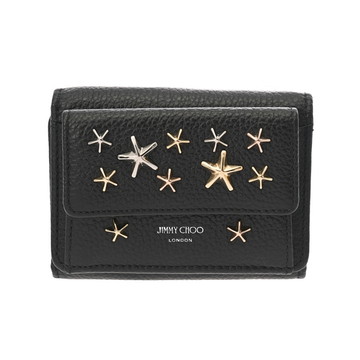 ジミーチュウ コンパクトウォレット スタッズ ブラック スタッズ/レザー レディース 財布 【中古】【purse】