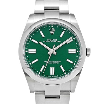 ロレックス オイスターパーペチュアル 41 124300 グリーン メンズ 時計 【中古】【wristwatch】