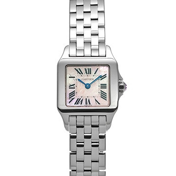 カルティエ サントス ドゥモワゼル SM W25075Z5 ピンクシェル レディース 時計 【中古】【wristwatch】