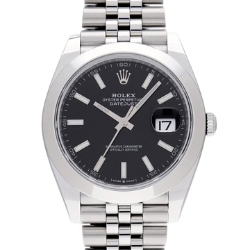 ロレックス デイトジャスト 41 126300 ブライトブラック メンズ 時計 【中古】【wristwatch】