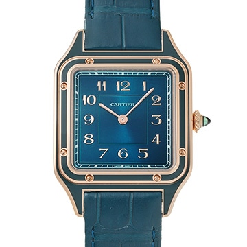 カルティエ サントスデュモン LM ピーコックブルー WGSA0098 ブルー メンズ 時計 【中古】【wristwatch】