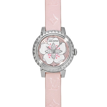 ルイ ヴィトン タンブール Q1M07 ピンク/ホワイト/ダイヤモンド レディース 時計 【中古】【wristwatch】