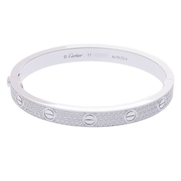 カルティエ ラブブレスレット #17 パヴェ シルバー K18ホワイトゴールド WG レディース ジュエリー 【中古】【jewelry】