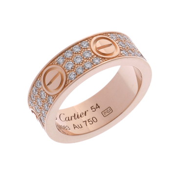 カルティエ ラブリング #54 パヴェ ゴールド CRB4087654 K18ピンクゴールド PG レディース ジュエリー 【中古】【jewelry】