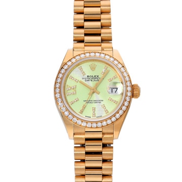 ロレックス デイトジャスト レディ 28 279138RBR リンデングリーンタペストリー/ダイヤモンド レディース 時計 【中古】【wristwatch】