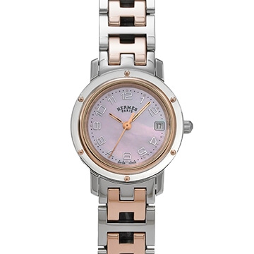 エルメス クリッパー ナクレ CL4.221 ピンクシェル レディース 時計 【中古】【wristwatch】