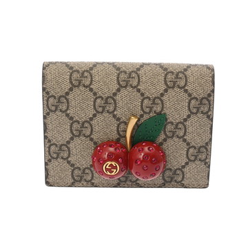 グッチ コンパクトウォレット ベージュ/エボニー 476050 GGスプリームキャンバス ユニセックス 財布 【中古】【purse】