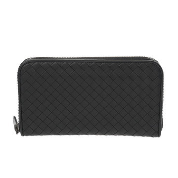 ボッテガ ヴェネタ イントレチャート ジップアラウンドウォレット ブラック レザー ユニセックス 財布 【中古】【purse】