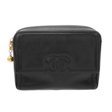 シャネル チェーンショルダー ブラック キャビアスキン レディース バッグ 【中古】【bag】