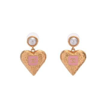シャネル ピアス ゴールド/ホワイト/ピンク/ゴールド金具 メタル/コスチュームパール レディース ジュエリー 【中古】【jewelry】