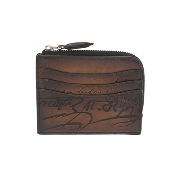 ベルルッティ カリグラフィ コア ロジック ジップ カードホルダー ブラウン スクリットレザー メンズ 財布 【中古】【purse】