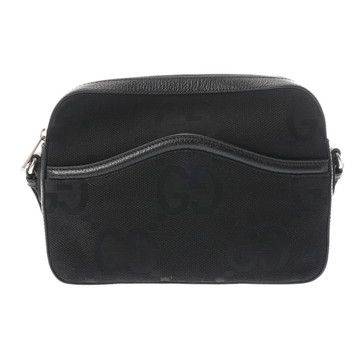 グッチ メッセンジャーバッグ ブラック 675891 520981 レザー/ジャンボGGキャンバス メンズ バッグ 【中古】【bag】
