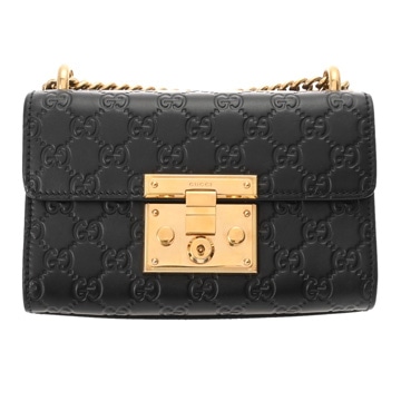 グッチ パドロック/グッチシマ GGスモール ショルダーバッグ ブラック 409487 レザー レディース バッグ 【中古】【bag】