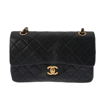 シャネル マトラッセ Wフラップ Wチェーンショルダー 23 ネイビー A01113 ラムスキン レディース バッグ 【中古】【bag】