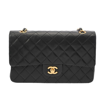 シャネル マトラッセ WフラップWチェーンショルダー 25 ブラック A01112 ラムスキン レディース バッグ 【中古】【bag】