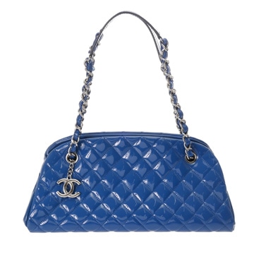 シャネル マトラッセ チェーントート ブルー パテントカーフスキン レディース バッグ 【中古】【bag】