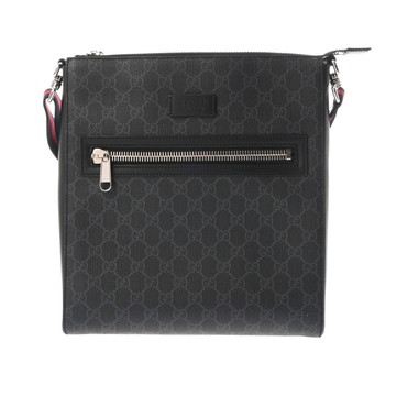 グッチ スプリーム メッセンジャーバッグ ブラック/グレー 474137 520981 レザー/PVC メンズ バッグ 【中古】【bag】