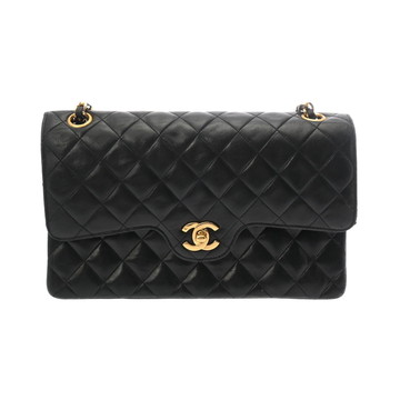 シャネル マトラッセ ＷフラップＷチェーンショルダー 25 ブラック ラムスキン レディース バッグ 【中古】【bag】