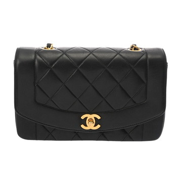 シャネル ダイアナ チェーンショルダー 23cm ブラック A01164 ラムスキン レディース バッグ 【未使用】【bag】