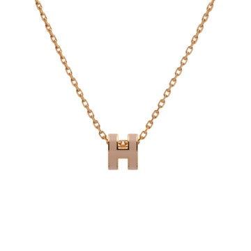 エルメス ポップH ミニネックレス ピンク/ゴールド金具 エナメル レディース ジュエリー 【新品】【jewelry】