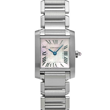 カルティエ タンク フランセーズ SM W51028Q3 ピンクシェル レディース 時計 【中古】【wristwatch】