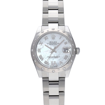 ロレックス デイトジャスト 178344NR ホワイトシェル/ダイヤモンド ユニセックス 時計 【中古】【wristwatch】